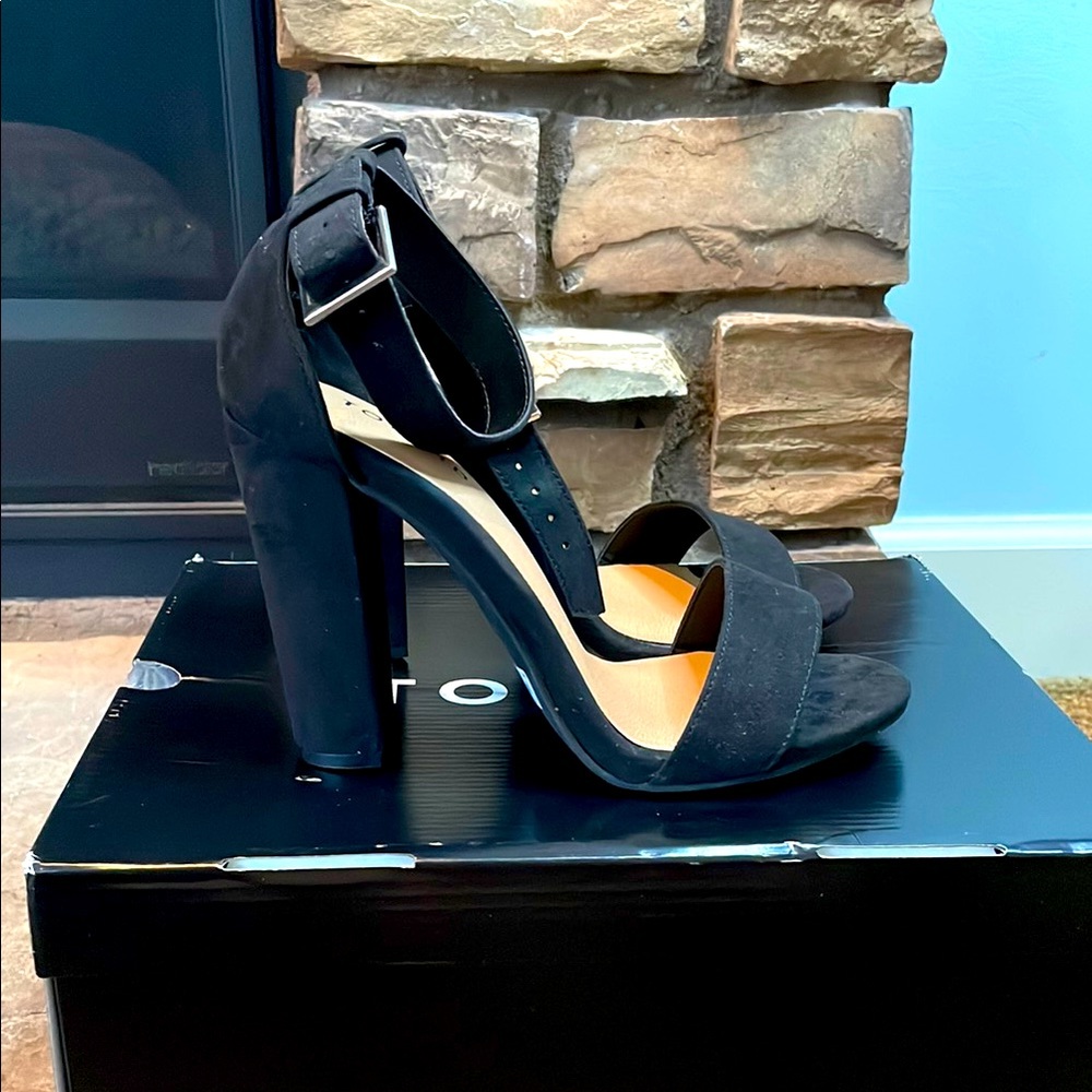 torrid Black Block Heel Ankle Strap Sandals